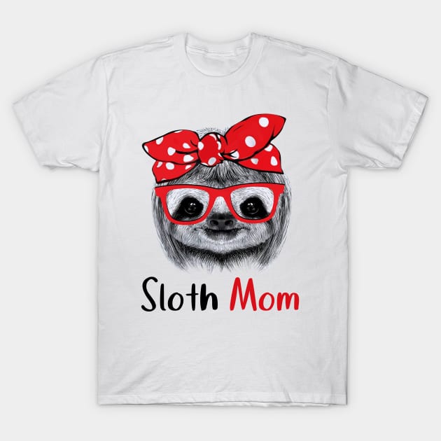Sloth Mom With Dot Turban T-Shirt by heryes store